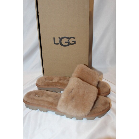 UGG WOMEN'S COZETTA SHEARLING SLIPPER SLIDES NIB CHESTNUT - Picture 3 of 5